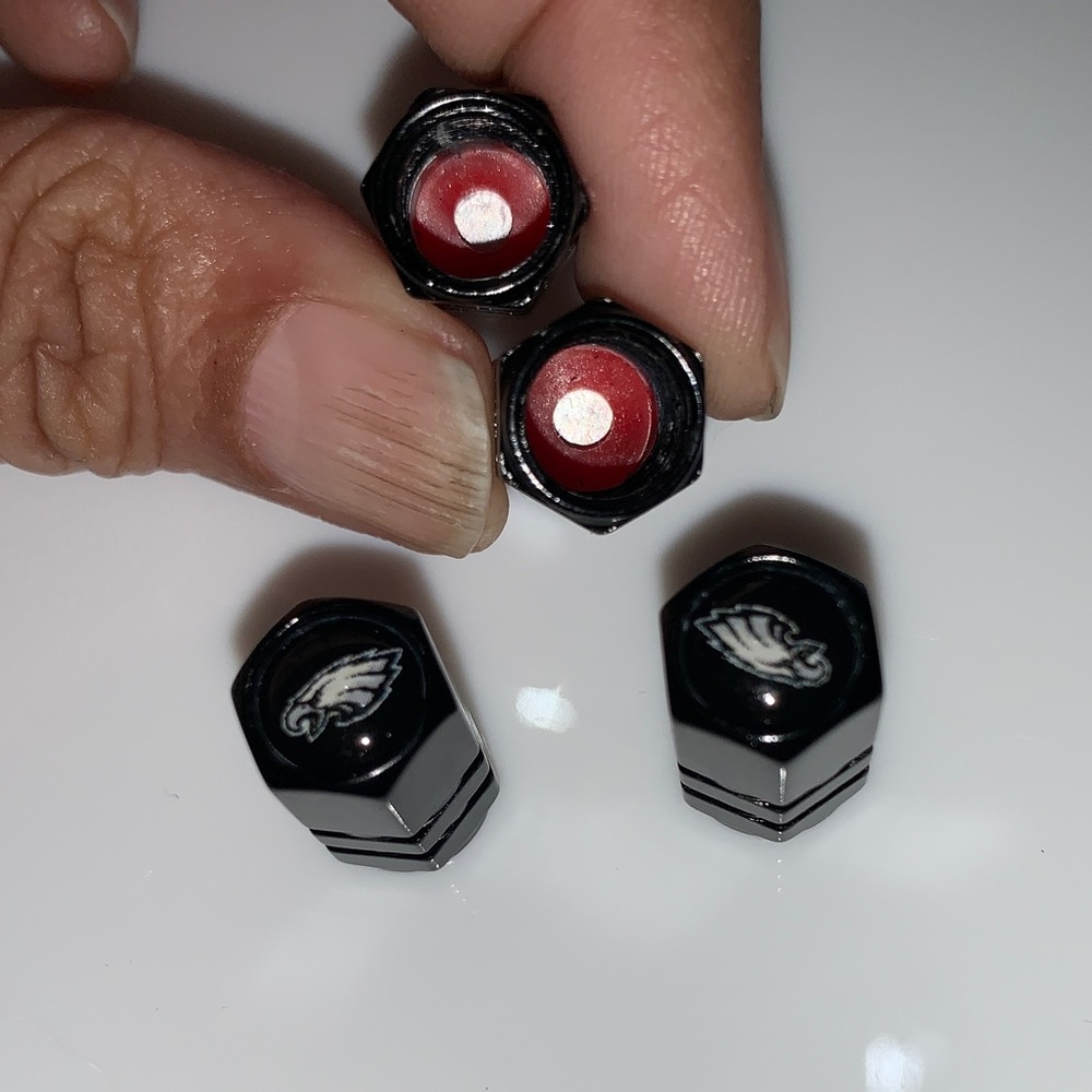 Philadelphia Eagles Black Tire Valve Caps - Picture 2 of 3
